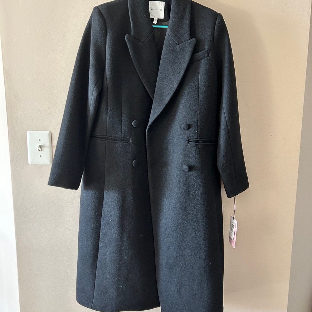 Avec Les Filles Black Double-Breasted Coat